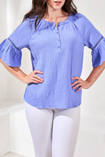 Load image into Gallery viewer, Waffle Ruffle Sleeve Blouse - Baja (Tribal)
