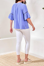 Load image into Gallery viewer, Waffle Ruffle Sleeve Blouse - Baja (Tribal)
