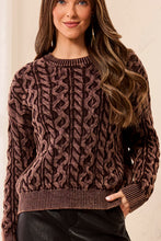 Load image into Gallery viewer, Cable Crew Sweater - Saddle Brown (Tribal)
