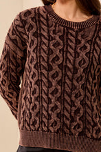 Load image into Gallery viewer, Cable Crew Sweater - Saddle Brown (Tribal)

