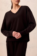 Load image into Gallery viewer, Lux L/S V Neck Top - Black (Tribal)
