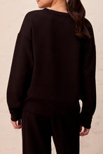 Load image into Gallery viewer, Lux L/S V Neck Top - Black (Tribal)
