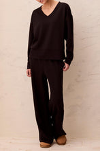 Load image into Gallery viewer, Lux L/S V Neck Top - Black (Tribal)
