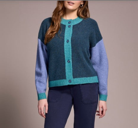 Colour Block Cardi - OpalGreen (Tribal)