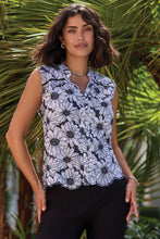 Load image into Gallery viewer, Sleeveless Stitch Floral Blouse - B&amp;W (Tribal)
