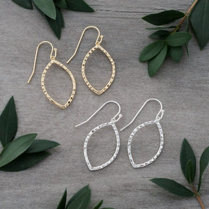 Hammered Ellipse Earring - Gold Plated