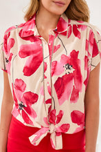 Load image into Gallery viewer, Tie Front Floral Shirt - Sangria (Tribal)
