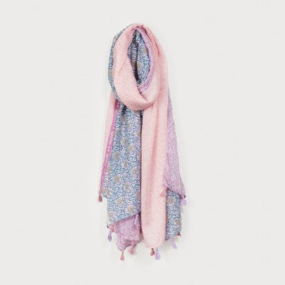 Ditsy Floral Tassel Scarf - Lilac
