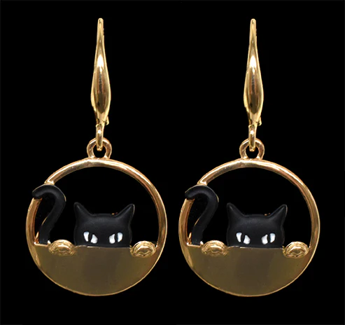 Peaking Cat Earrings - Gold (Shagwear)