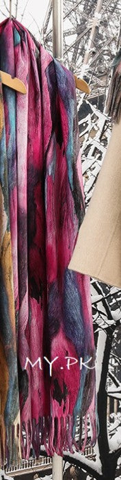 Abstract Bark Print Scarf - Pink Mix