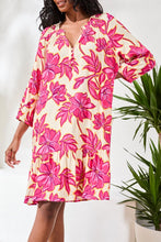 Load image into Gallery viewer, Floral 3/4 Button Front Dress - Pink Glow (Tribal)
