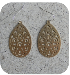 Peacock Eggs Brass Earrings - Torched