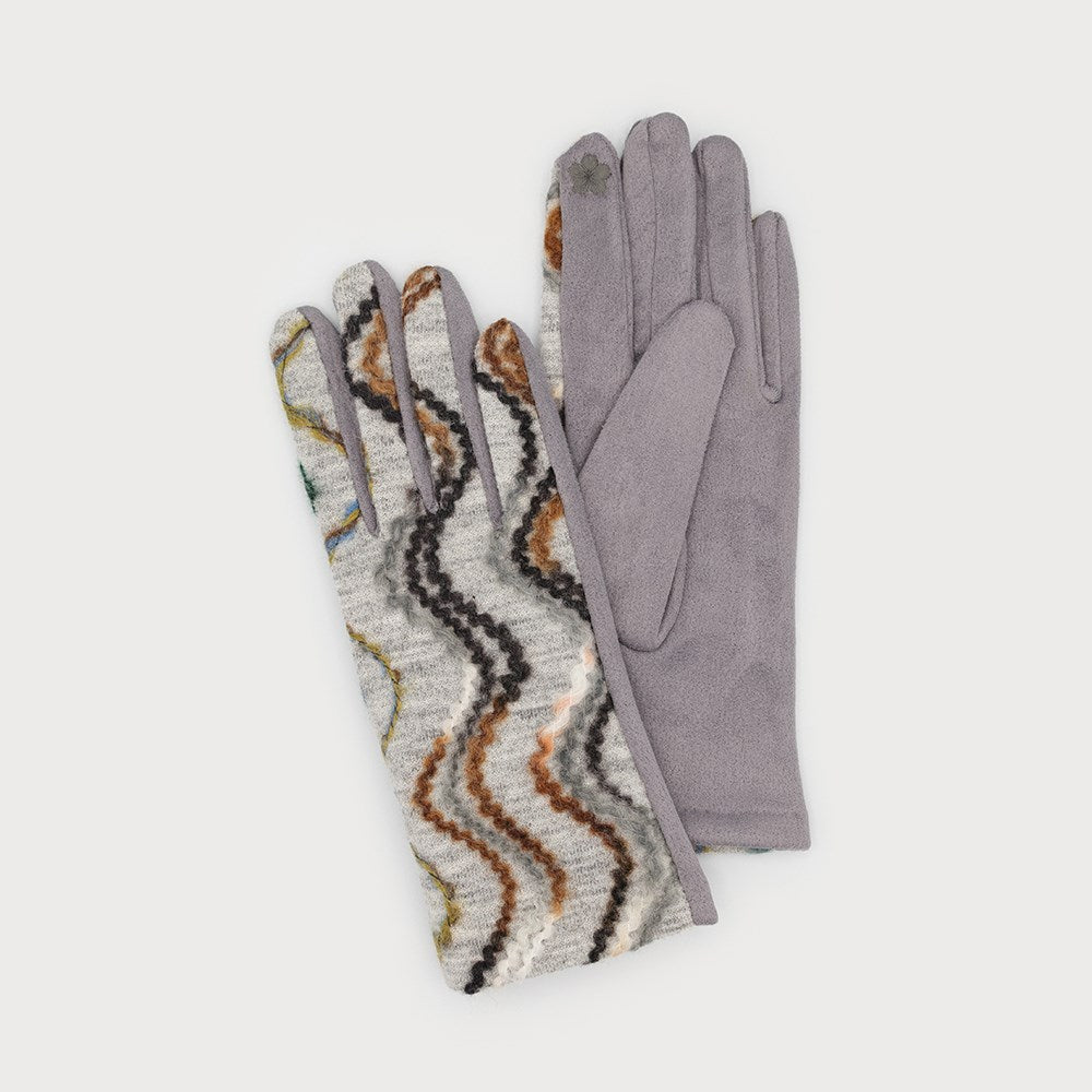 Wavy Lines Gloves -Grey Mix (Caracol)