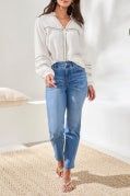 Load image into Gallery viewer, Sophia Straight Ankle Jean - Harbour (Tribal)
