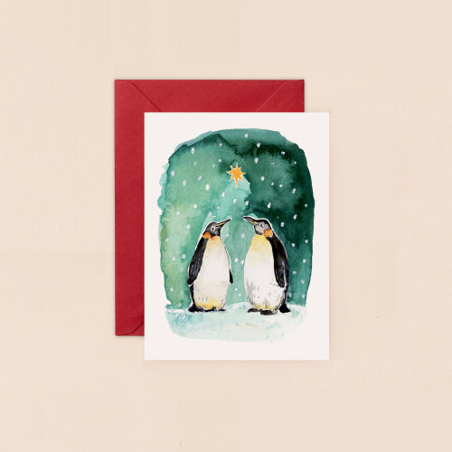 Two Emperor Penguins Mini Card