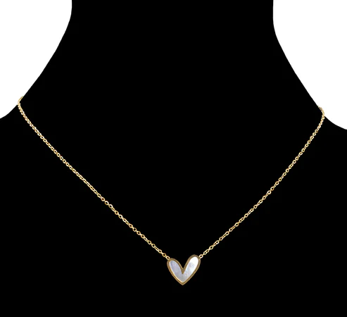 Heart Shell Necklace - Gold Tone