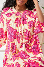 Load image into Gallery viewer, Floral 3/4 Button Front Dress - Pink Glow (Tribal)
