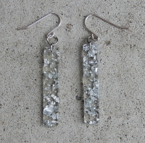 Silver Glitter Stick Earrings - Toronto