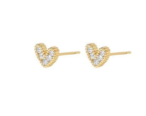 Presley Heart Stud - Gold/CZ (Bambu)