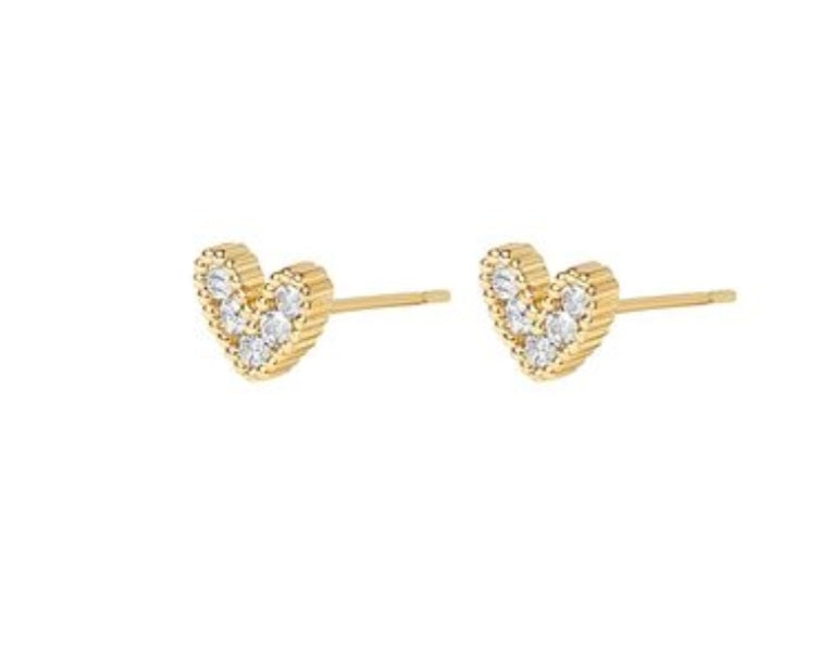 Presley Heart Stud - Gold/CZ (Bambu)
