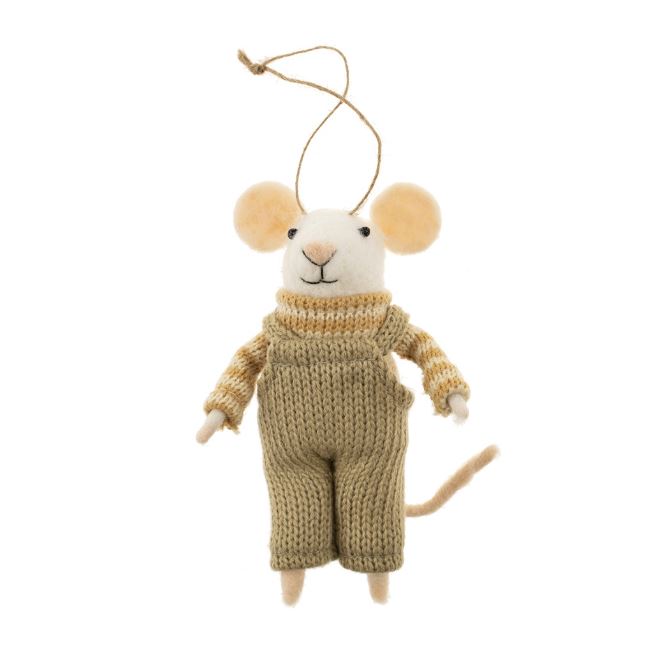 Overalls Olive Mouse Ornament