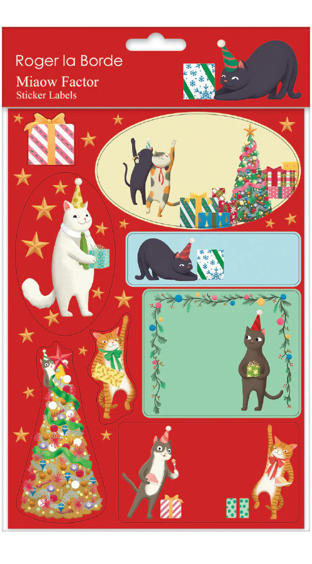 Roger la Borde Christmas Cats Labels