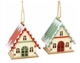 Wooden Chalet Ornament - 2 Assorted
