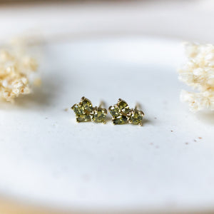 Deco Studs - Gold Plated / Moss CZ (Glee)