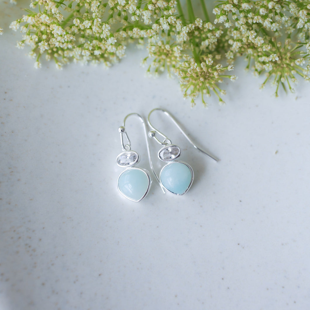 Tasia Earrings - Silver with Amazonite