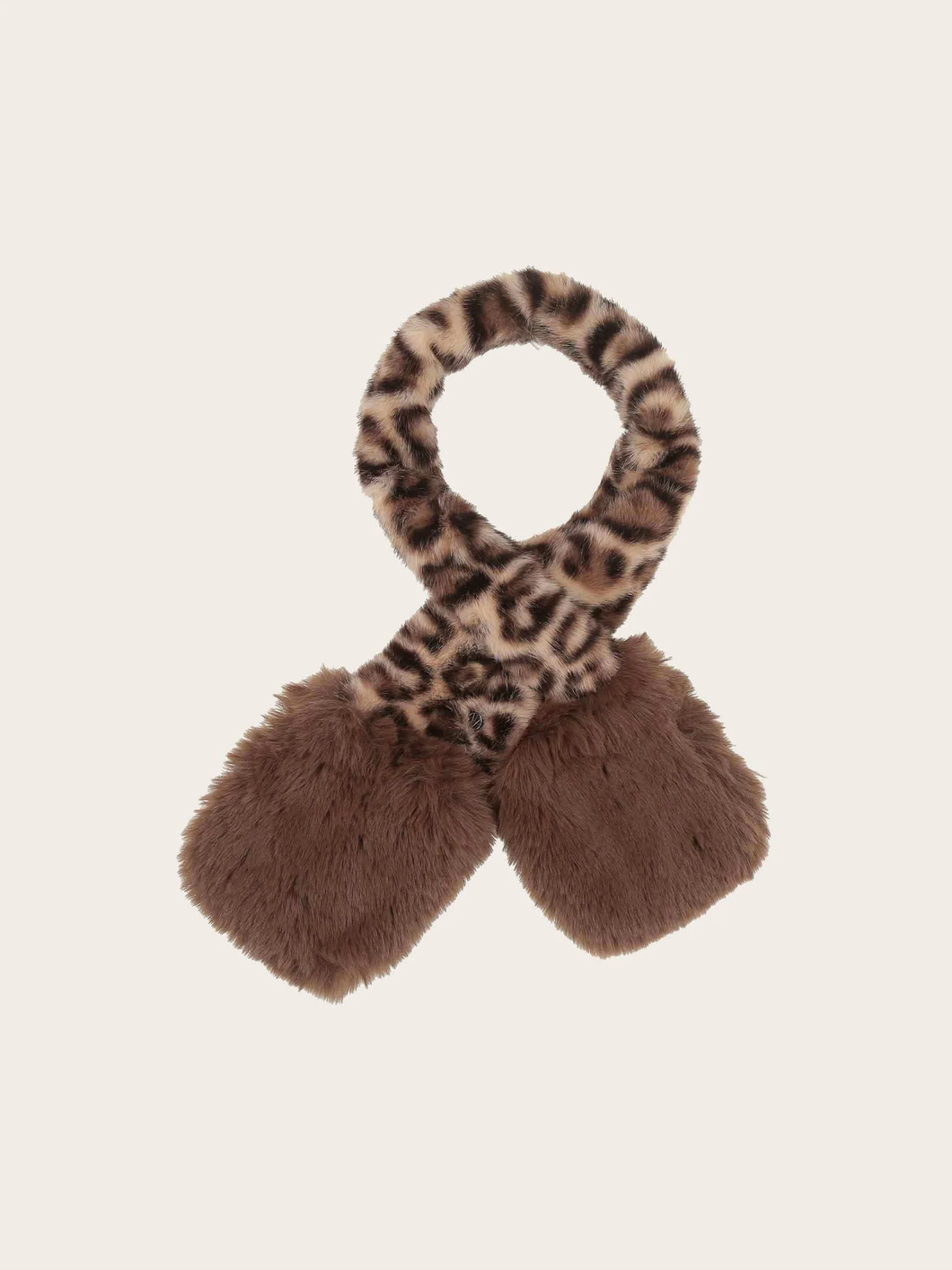 Soft Lovenich Faux Fur Leopard Scarf - Taupe