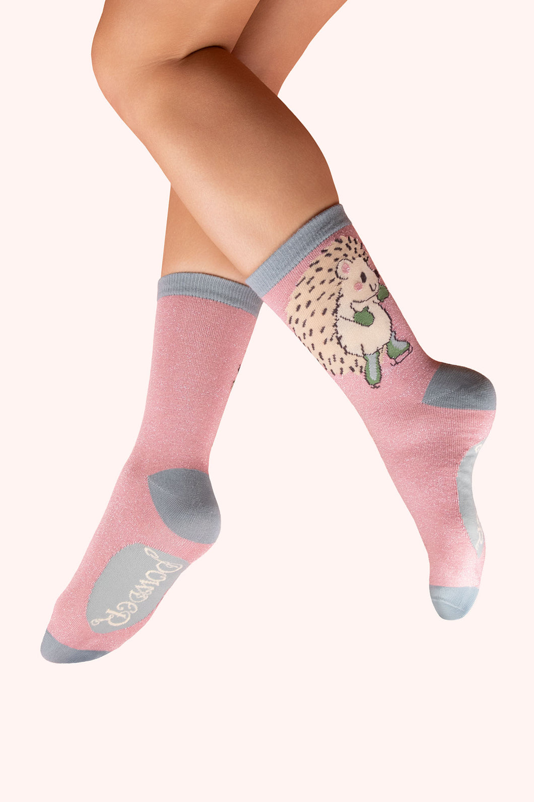 Powder Skating Hedgehog Ankle Socks - Petal