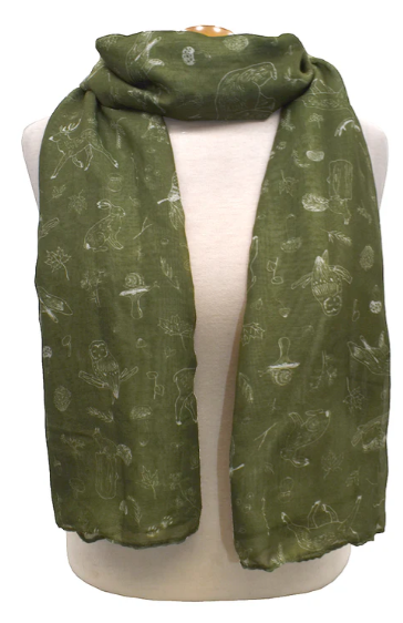 Sketch Forest Animals Scarf - Green