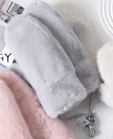 Furry Mitts - Grey