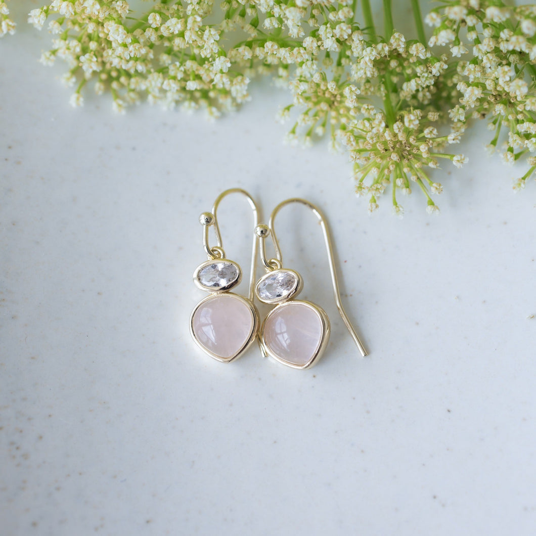 Tasia Earrings - Gold with Rose Quartz