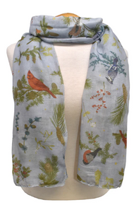 North American Birds Scarf - Grey