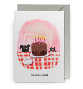 Birthday Cake with Dog and Cat