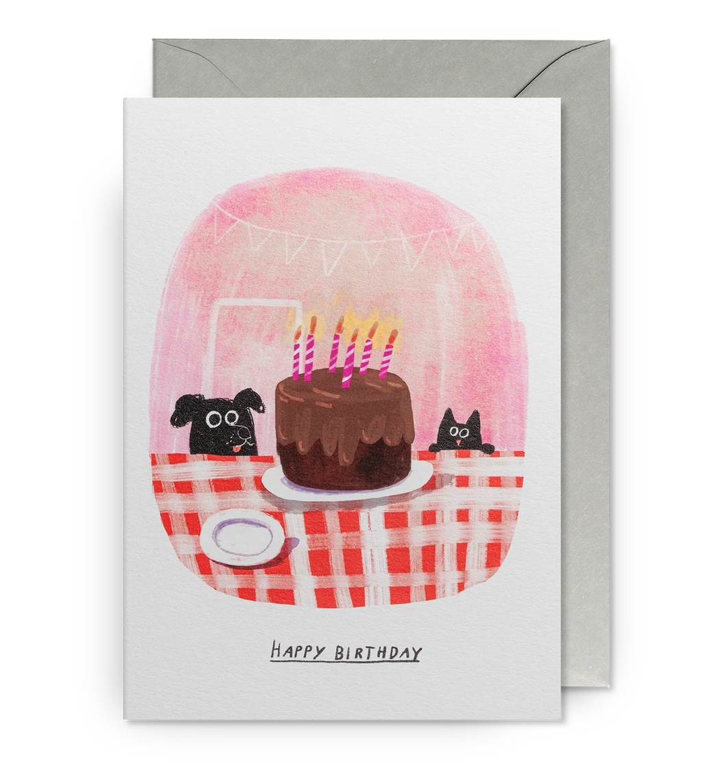 Birthday Cake with Dog and Cat