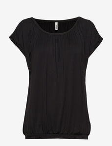 Gather Neck Scoop Tee -Black (soya concept)