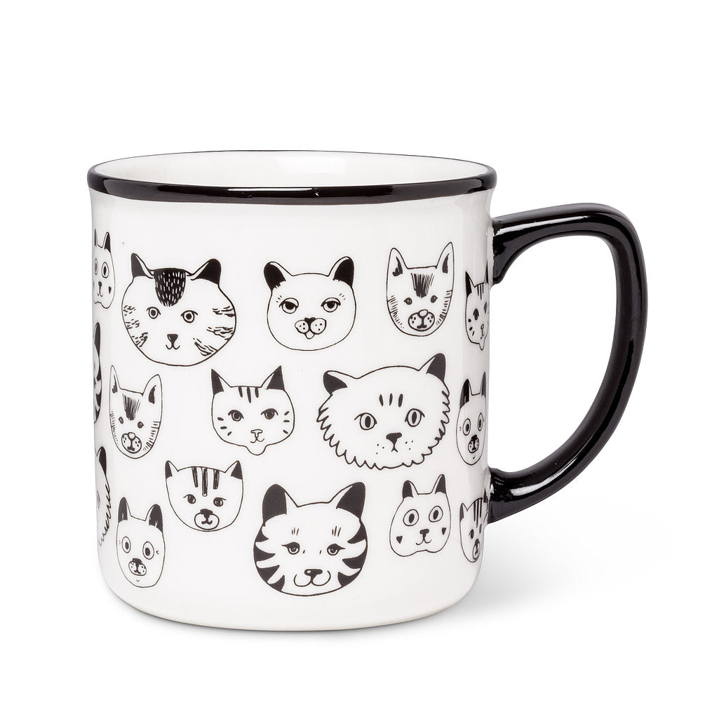 Cat Faces Mug -b&w