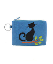 Load image into Gallery viewer, Cat on Branch Appliqué Coin Pouch - asst colours
