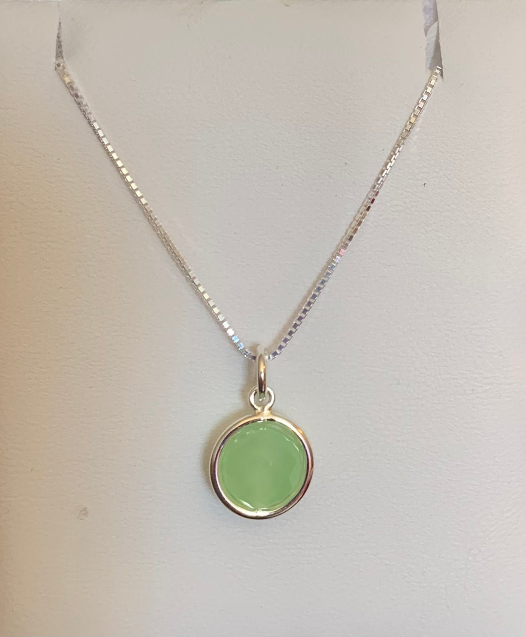 Chalcedony Ball Necklace -  Sterling Silver