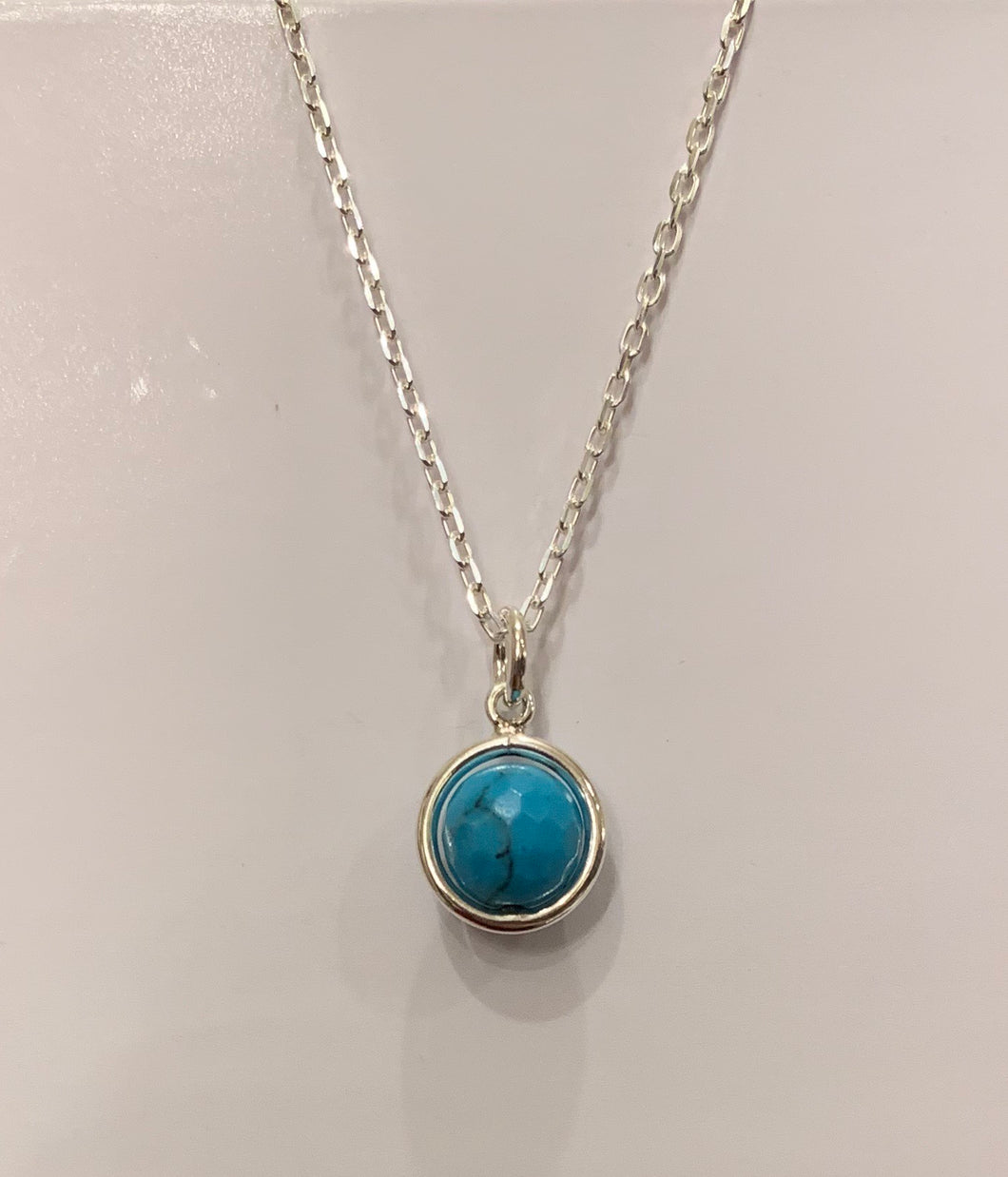 Turquoise Ball Necklace - Sterling Silver