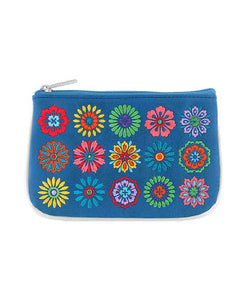 Multi Flower Coin Pouch - Blue