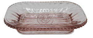 Vintage Look Glass Soap Dish -Pink