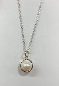 Fresh Water Pearl Ball Necklace -  Sterling Silver