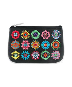 Multi Flower Coin Pouch - Black