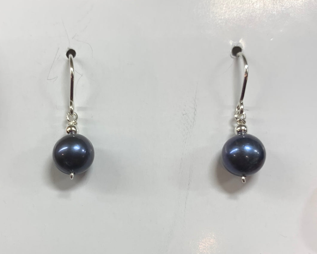 Grey Fresh Water Pearl Drop Earrings sterling Toronto