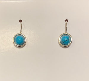 Turquoise Ball Earrings Sterling Silver