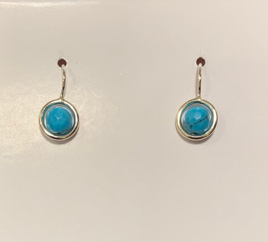 Turquoise Ball Earrings Sterling Silver