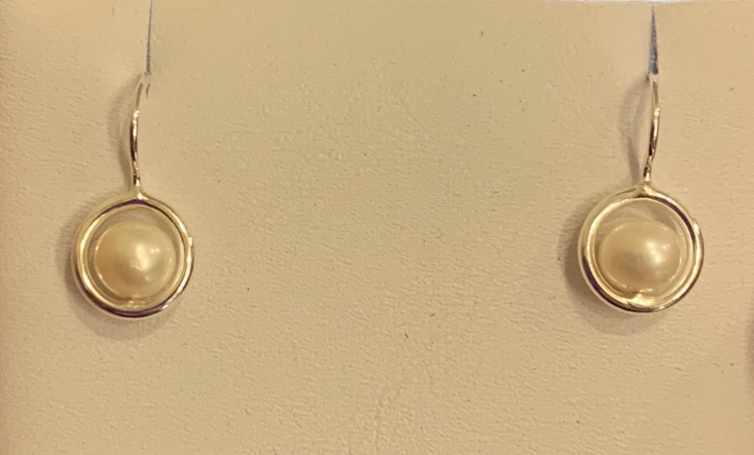 Fresh Water Pearl Ball Earrings Sterling Silver